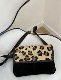 Поясна леопардова шкіряна сумка topshop