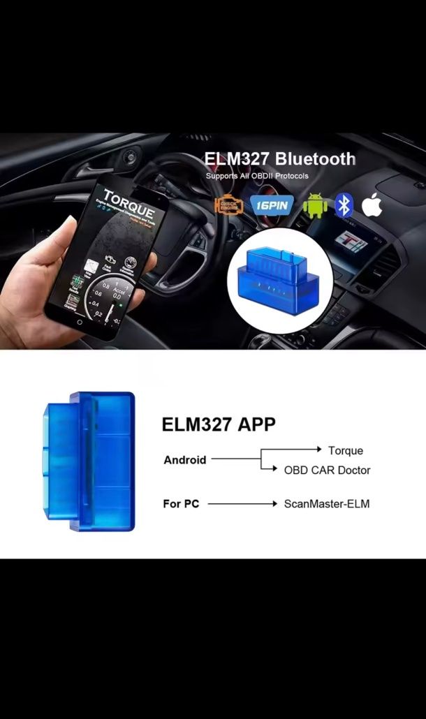 Interfejs Diagnostyczny ELM327 OBD2 Bluetooth 2.0 Android