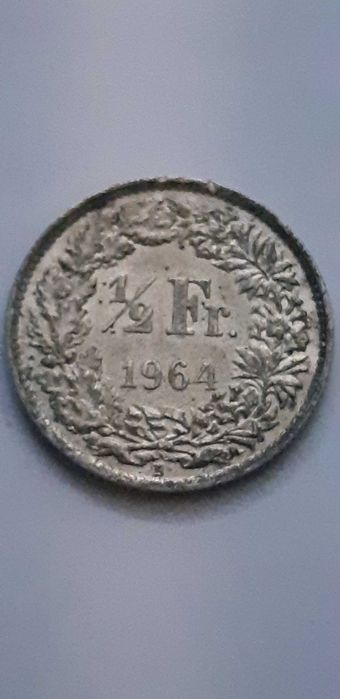 Szwajcaria 1/2 franka 1964 rok - srebro - real foto