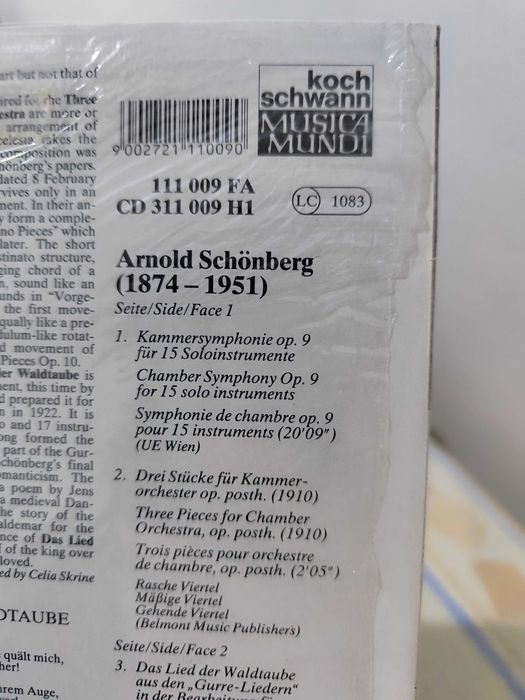 Arnold Schönberg, Jard van Nes, Reinbert de Leeuw,disco de vinil novo