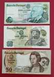 3 notas de 20 e 50$00 do Banco de Portugal