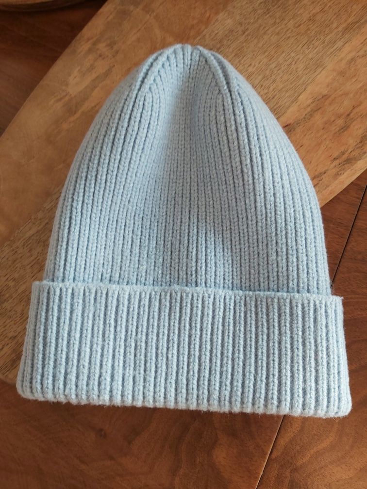 Reserved*Czapka beanie*2-5 lat*błękitna*prążkowana