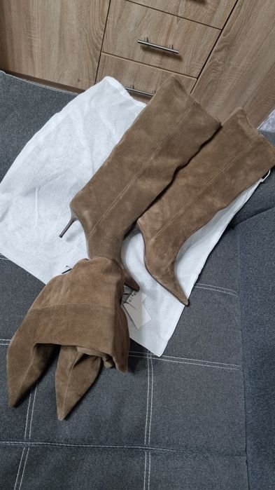 Чоботи zara з натуральної замші