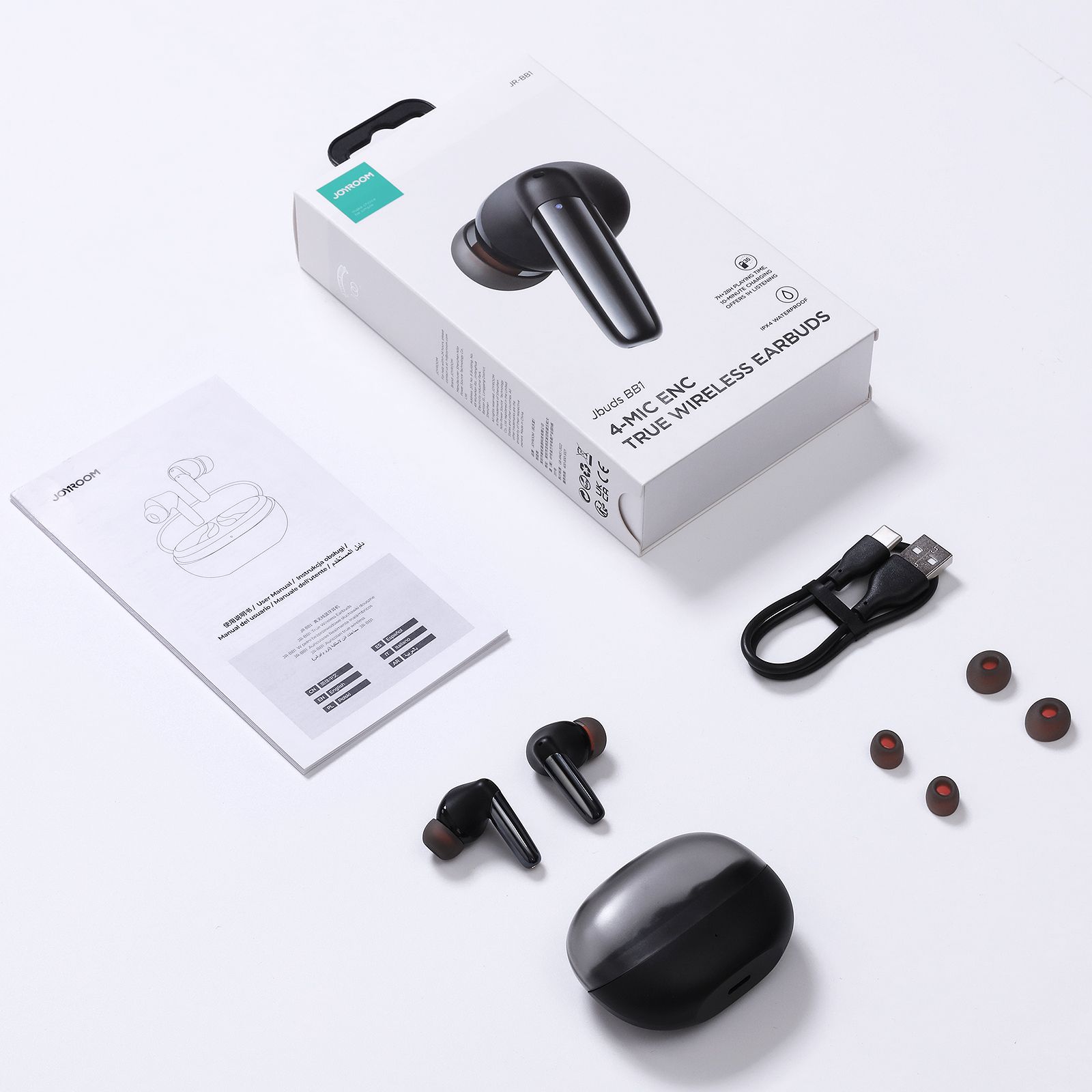 douszne słuchawki bezprzewodowe enc jbuds series usb-c czarne