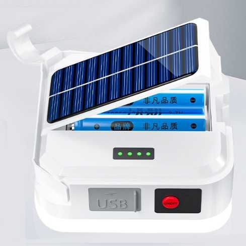 Кемпинговый фонарь с солнечной батареей K7-90, 2 АКБ 18650 Power Bank.