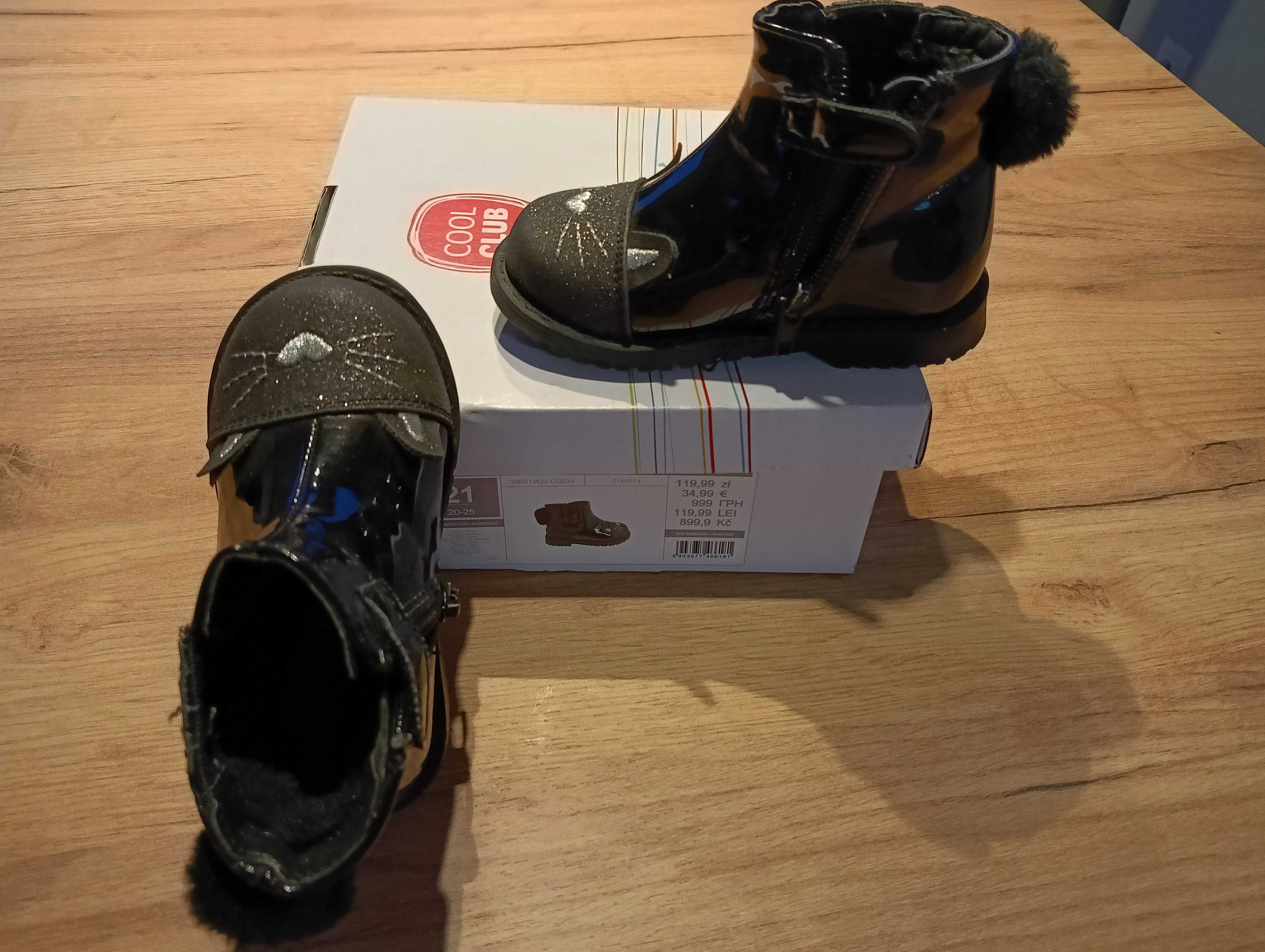 Buty zimowe/ Botki dla dziewczynki rozm. 21