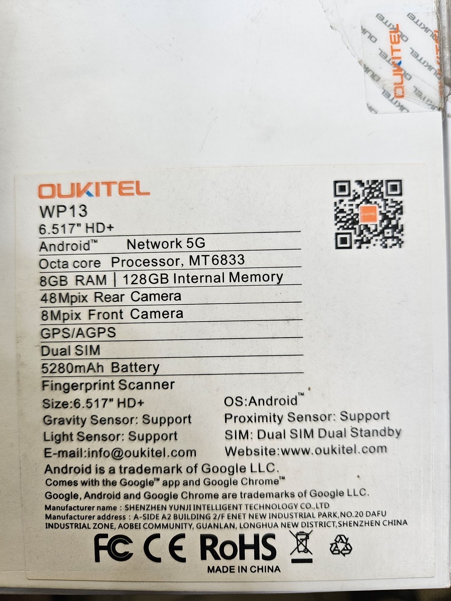 Pancerny smartfon Oukitel WP13 5G 8/128GB
