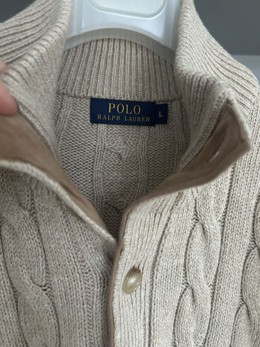 Sweter męski cardigan Polo Ralph Lauren L jedwab jedwabny beżowy