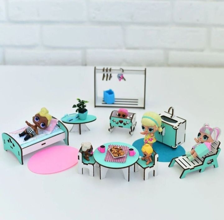 Ляльковий будинок з меблями МIНI Дача +шпалери, дом для кукол лол