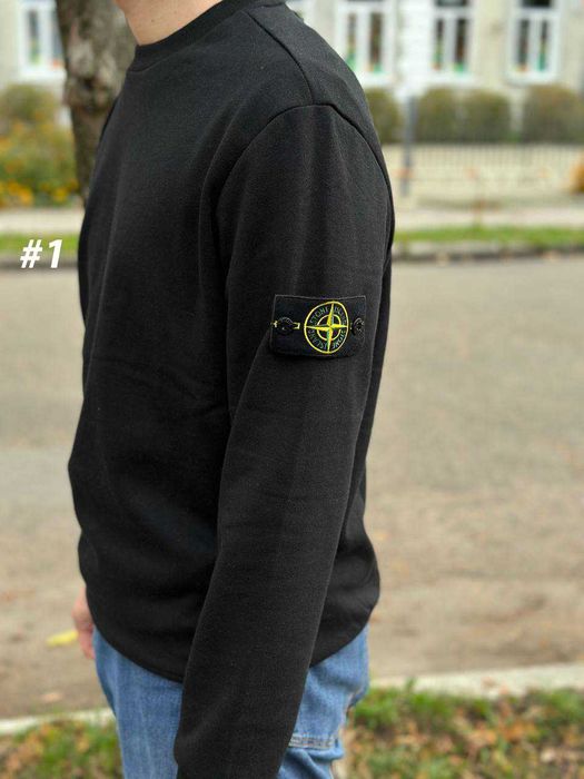 Стон Исланд черная кофта - Чоловічий світшот Stone Island
