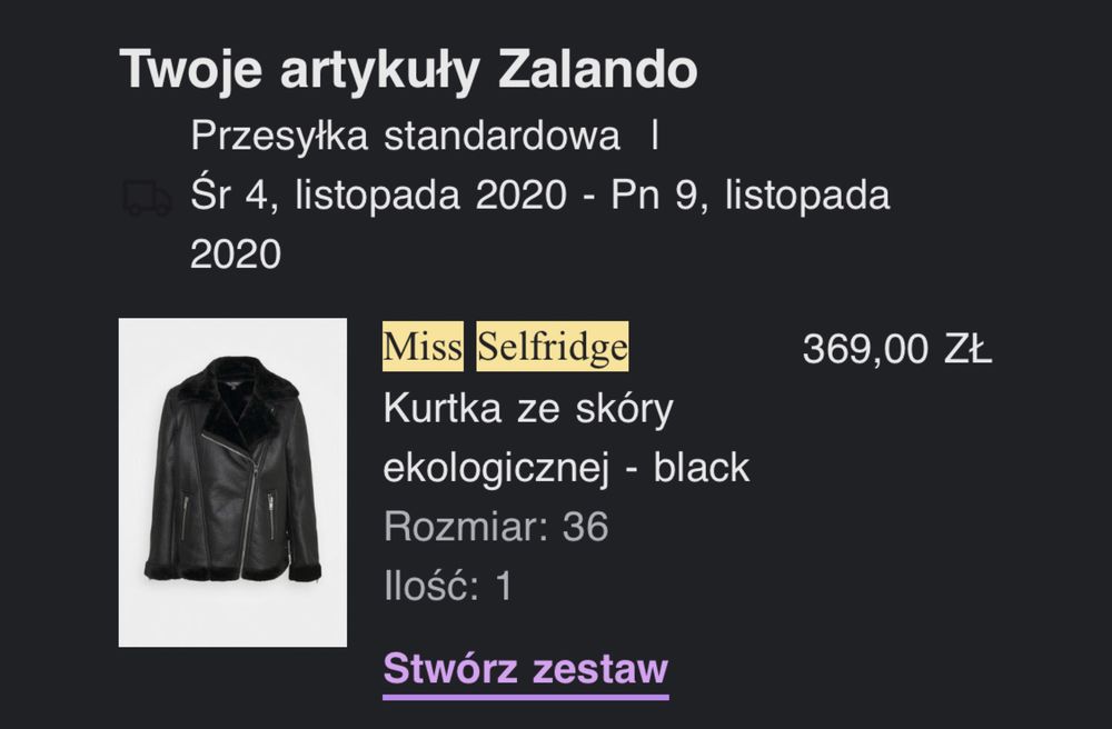 Kożuch kurtka Miss Selfridge ze skóry ekologicznej i futerka