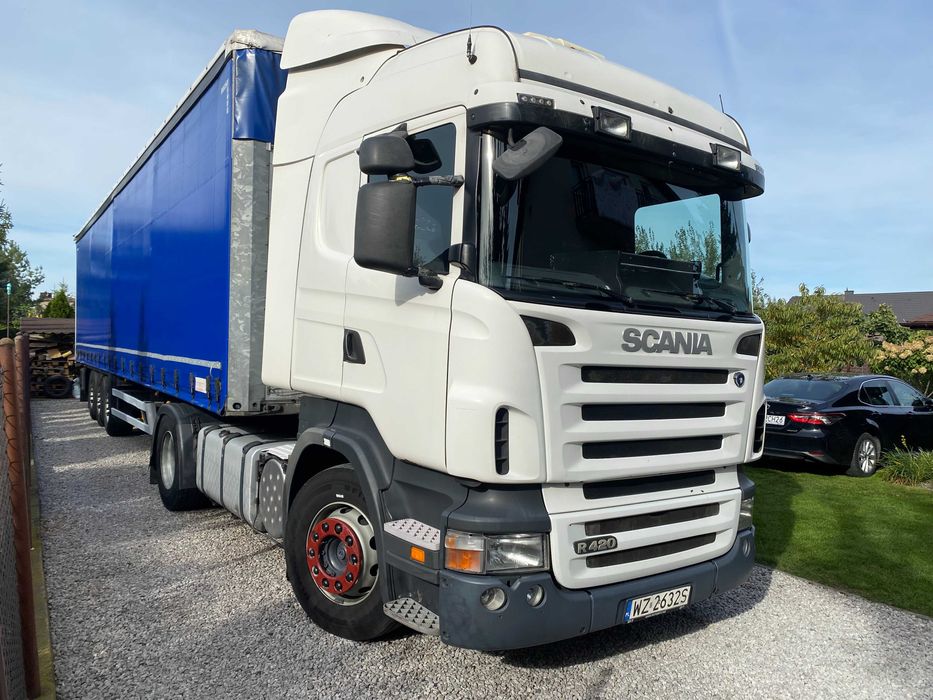Scania R420 ciągnik siodłowy (2007r) z naczepą Schmitz firanka (2008r)