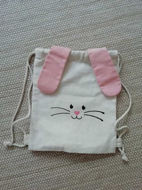 Saco de pano coelho bunny / sacola / mochila para criança