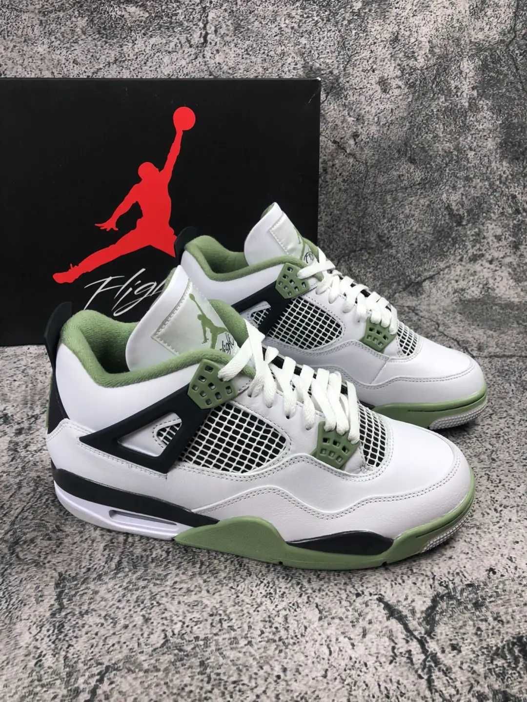 *NoweJordan4 Air4ButyGreenBlackUnisexTrampki*Niefałszywy 38