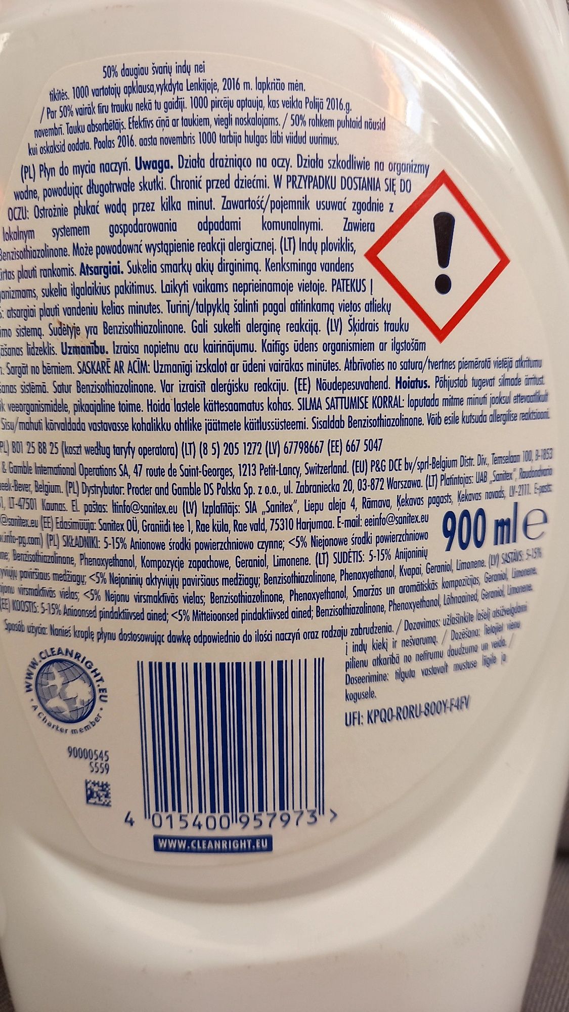 Fairy cytryna zesraw 2 szt × 900 ml. Nowy.
