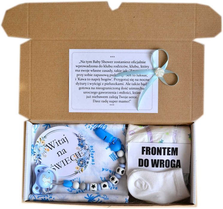 Piękny zestaw prezentowy na BABY SHOWER dla CHŁOPCA