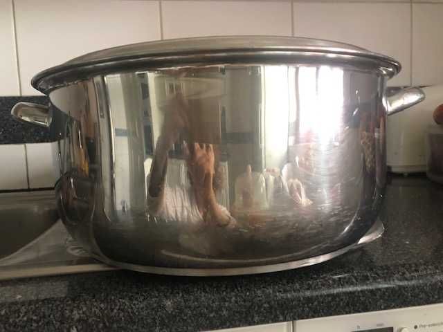 Tacho em aço inoxidável de grandes dimensões, fundo duplo