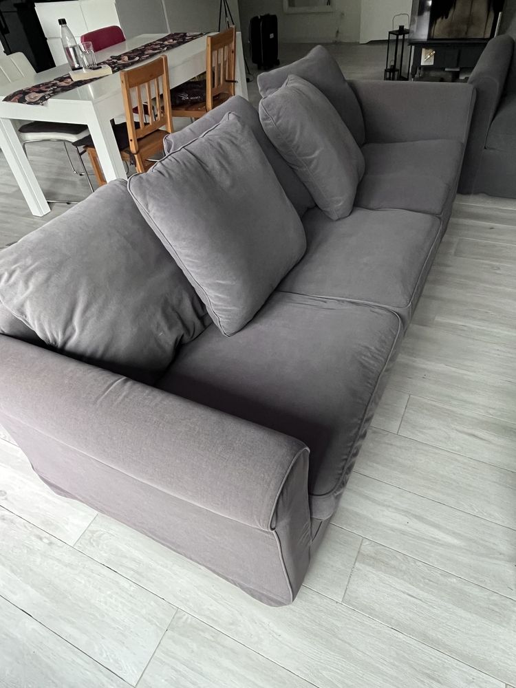 Sofa Ikea Gronlid uzywana szary + pokrycie jasnozielone