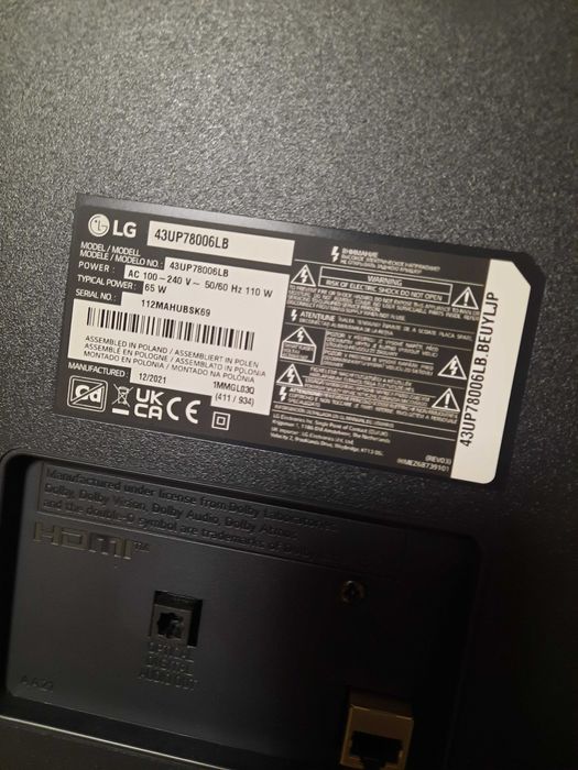 Smart TV LG 43” 109cm 4K UHD, Como nova.