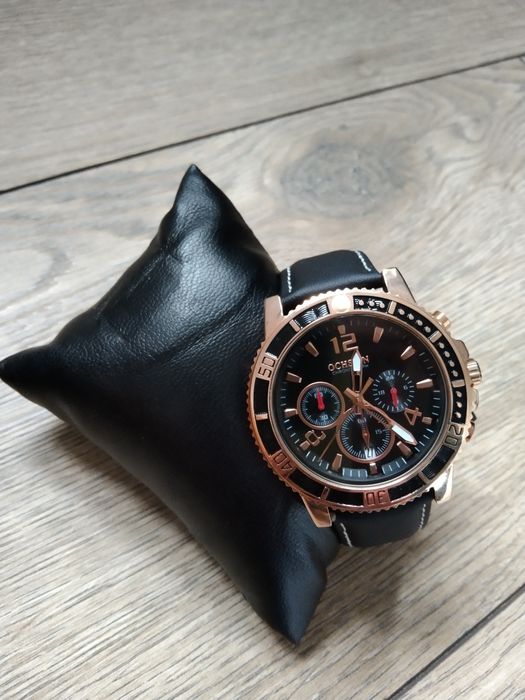 Zegarek męski Ochstin złoty czarny różowe złoto chronograf stoper styl