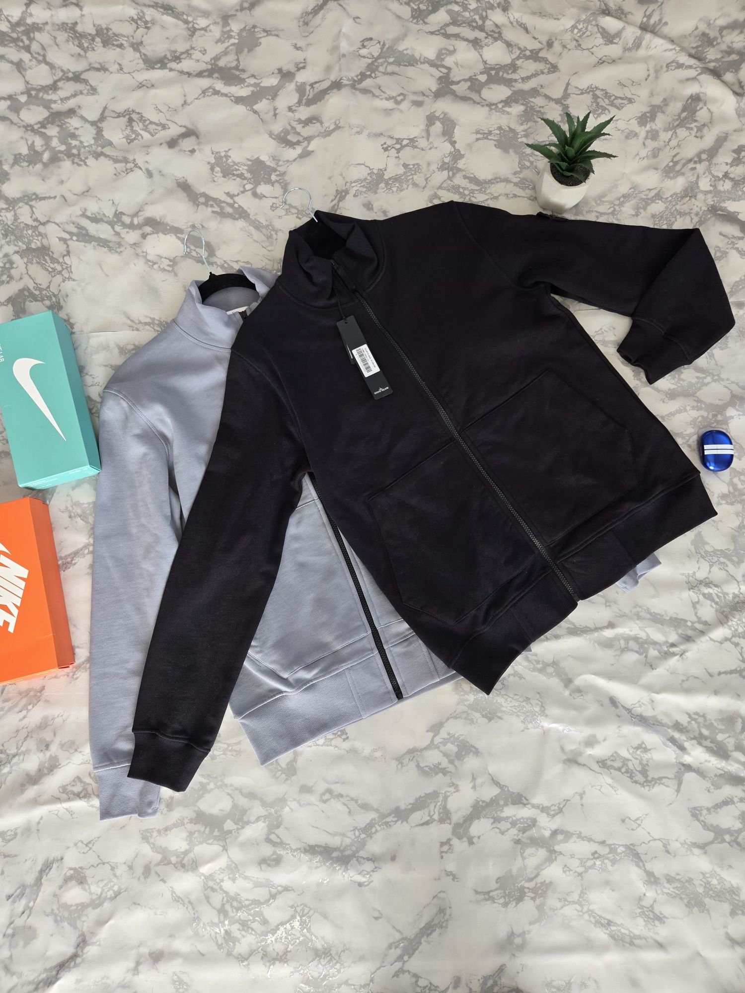 Крута кофта Stone Island сіра та чорна розмір  S-XXL