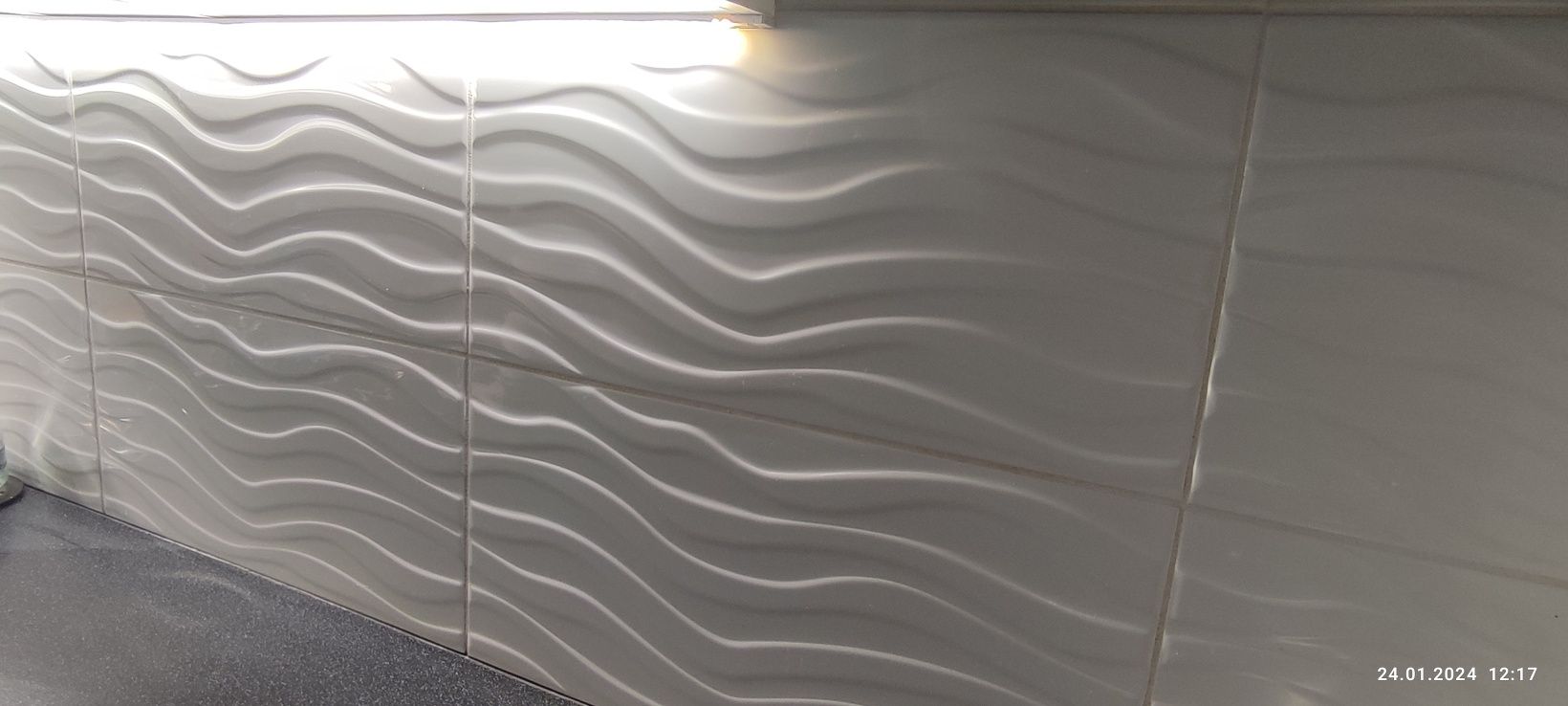 Nowe płytki ścienne white wave glossy structure 29.7 x 60