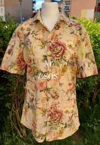 M Asos koszula z krótkim  rękawem  letnia print kwiaty bawełna guziki