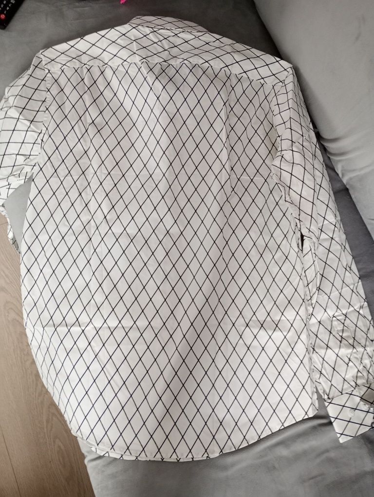 Koszula męska ecru w kratę S/M regular