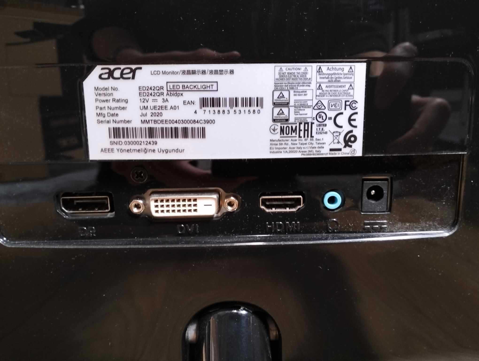 monitor acer ED242QR Abidpx zakrzywiony 24 cale używany