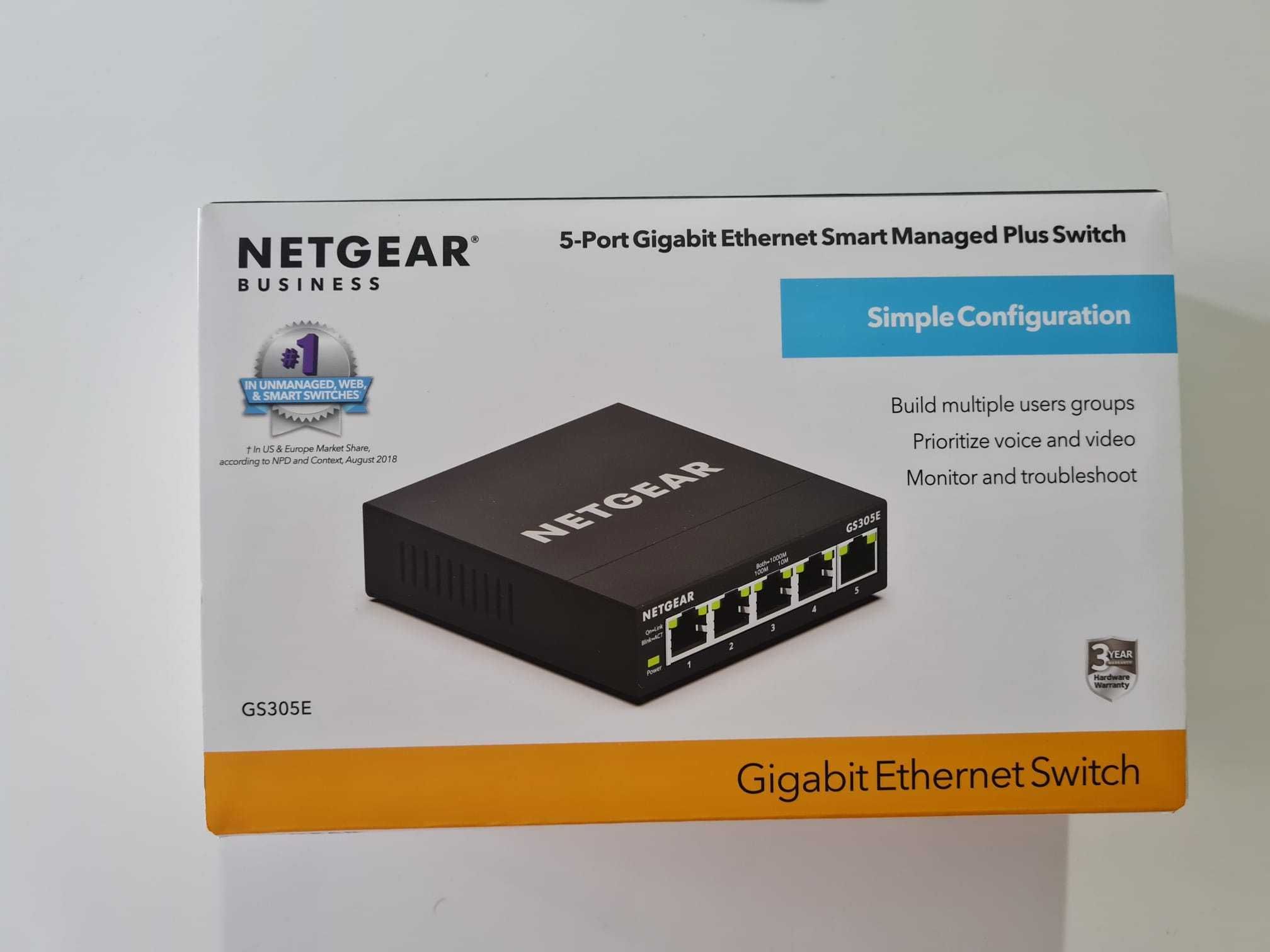 Managed Switch 5 portas Gigabit - Netgear GS305E (Vlans)