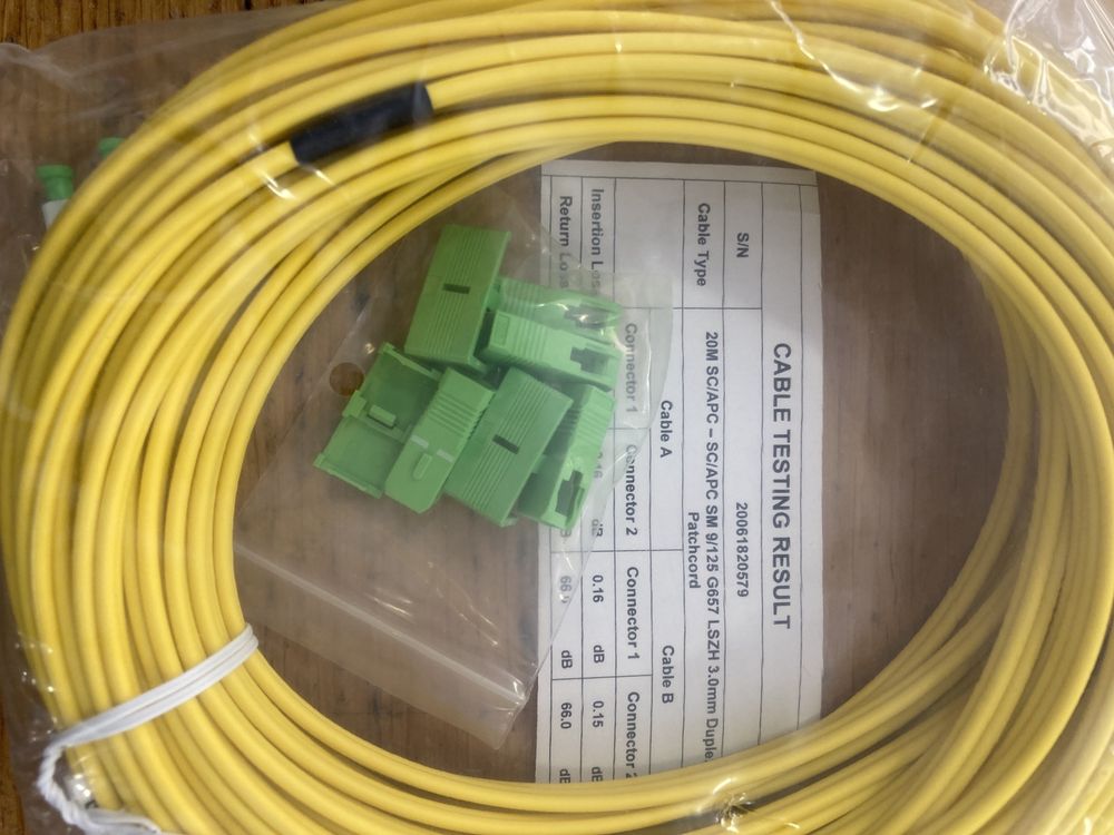 Cabo fibra ótica SC/APC para SC/APC 10M/15M/20M - Novo