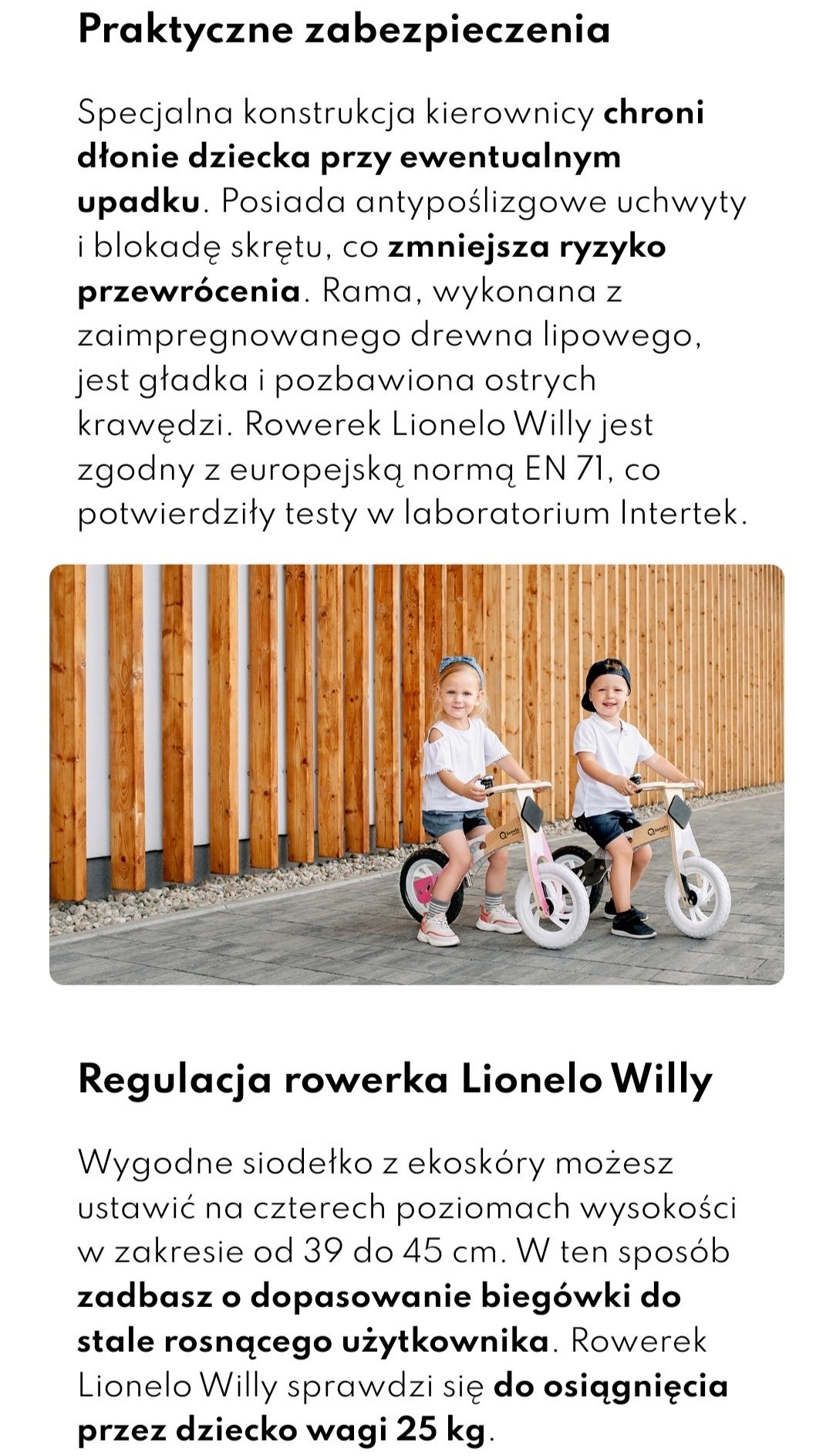 Rowerek biegowy drewniany Lionelo