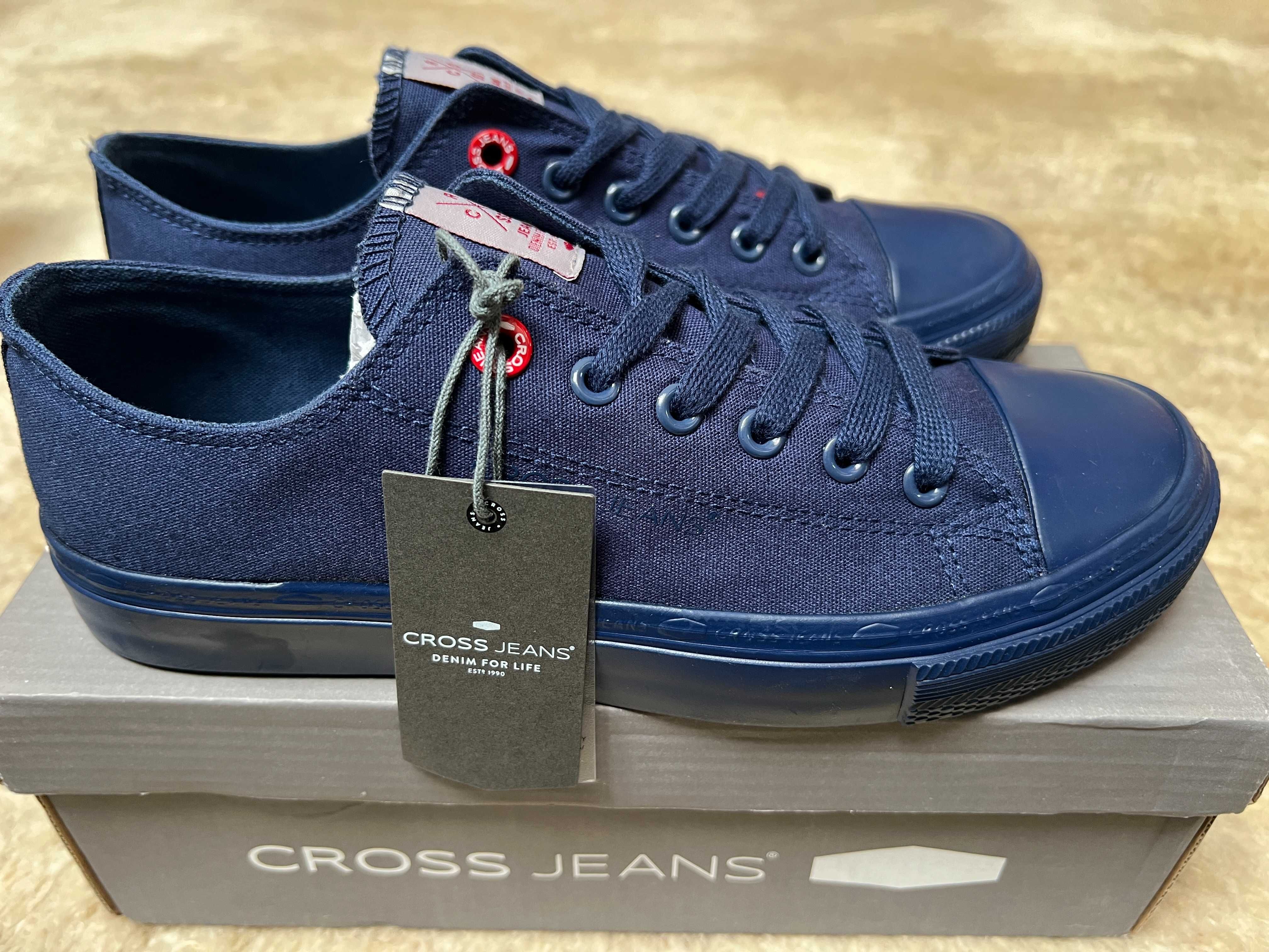 trampki damskie Cross Jeans roz 38 granatowe tkanina sznurowane