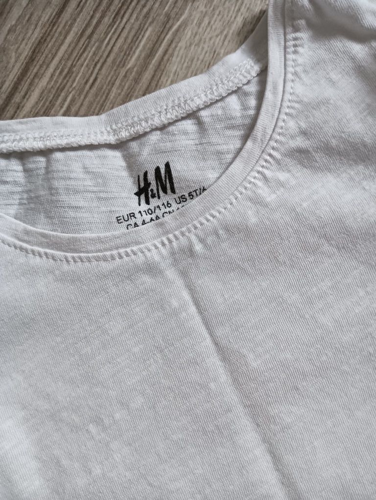 Biała bluzeczka z falbanką H&M rozm 110/116