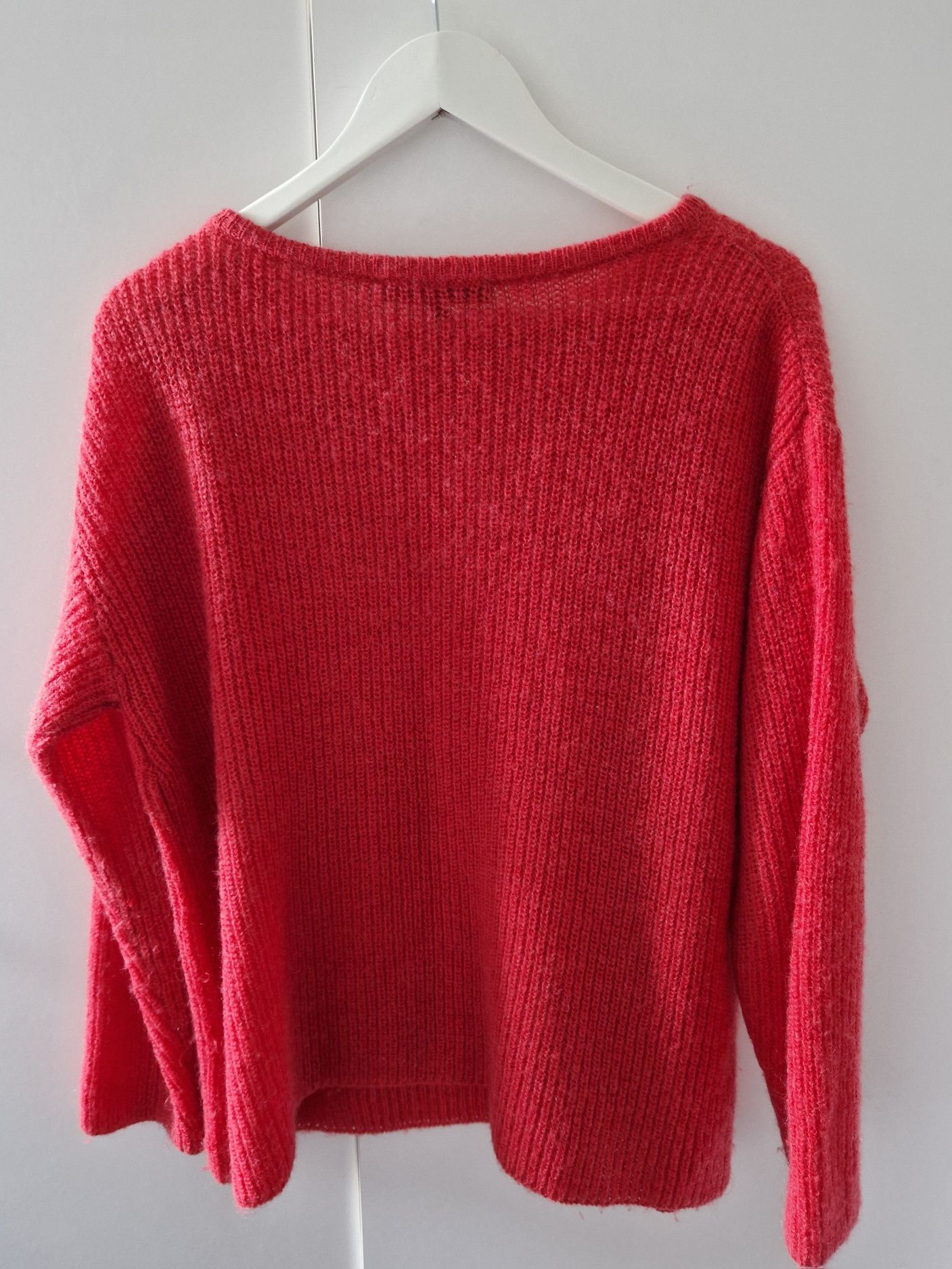 Czerwony sweter Soft Rebels z wełną merino i wełną jagnięca, oversize,