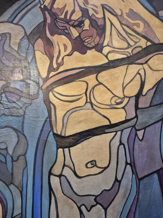 Piękny obraz kopia witrażu Wyspiańskiego  260x90cm