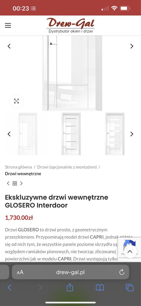 Drzwi inter door z oscieznica komplet lewe bezprzylgowe