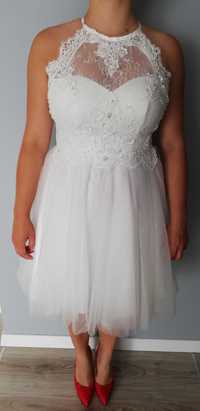 Sukienka ślubna biała, krótka