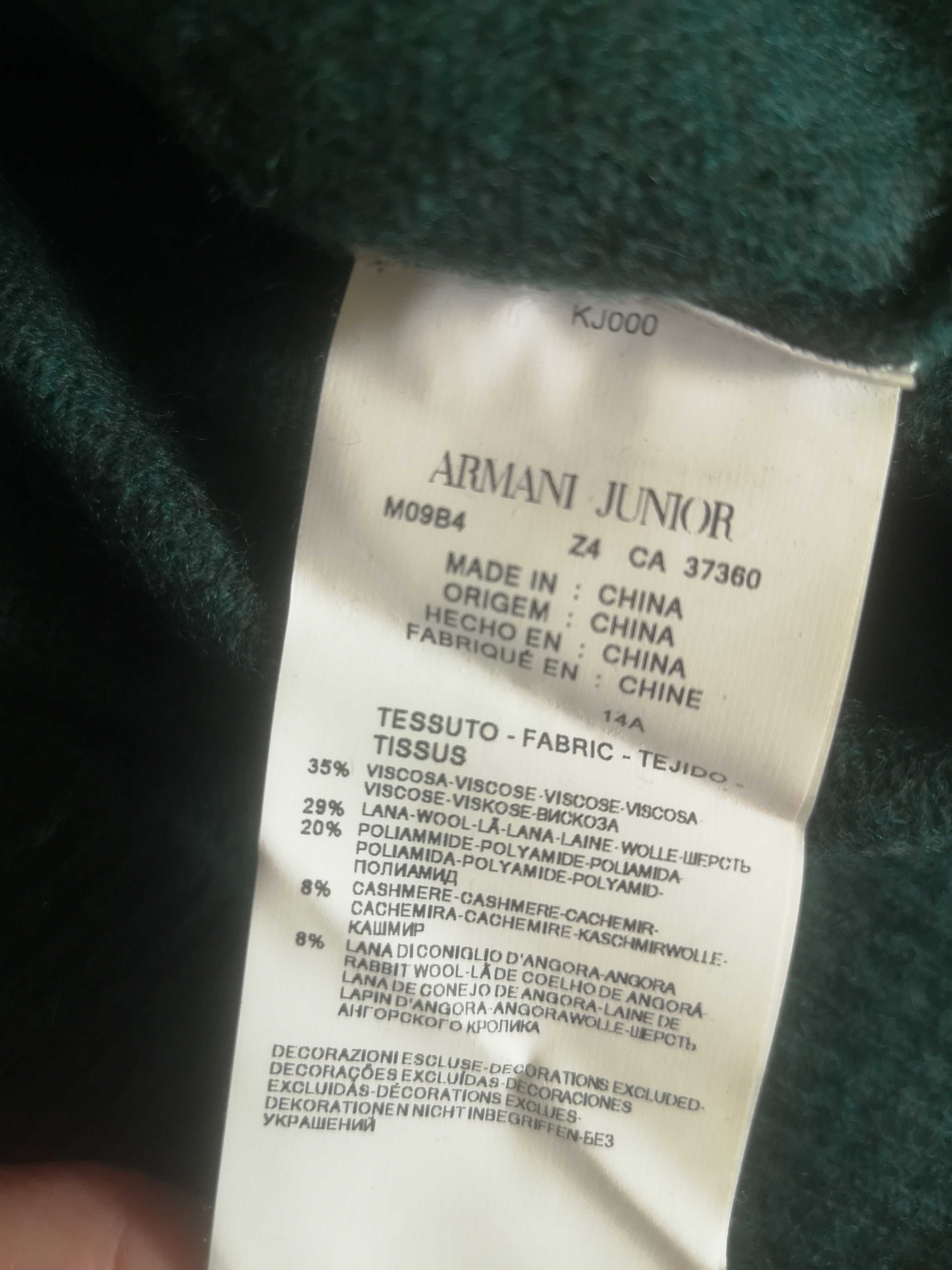 Sweter Armani Junior 14lat wełna kaszmir S XS szary zielony