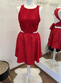Czerwona sukienka seksowna na komunia wesele M