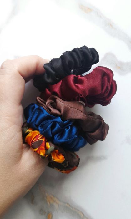 5 scrunchies jedwab naturalny 100%