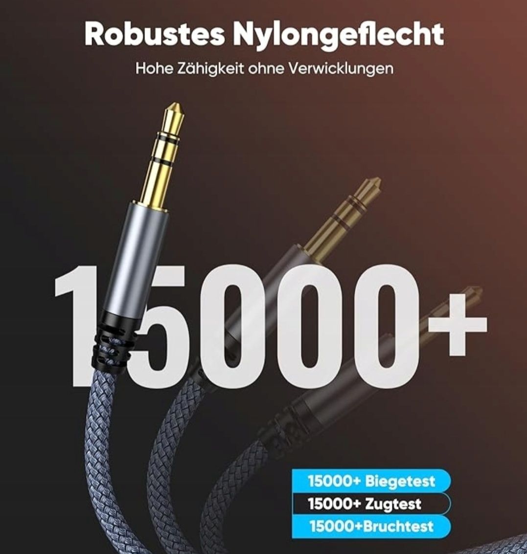 Stereofoniczny kabel audio AUX z wtykiem jack 3,5 mm 1,2m Highwings