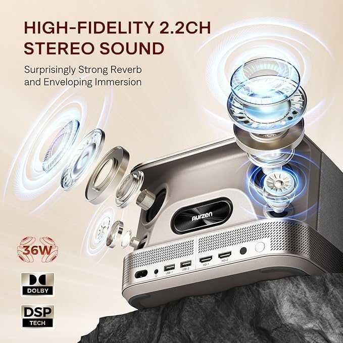 Projektor AURZEN F503 BOOM3 300 WiFi BT FULL HD 1920x1080 HDMI NETFLIX