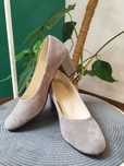 Szare buty na grubym obcasie zamsz 39