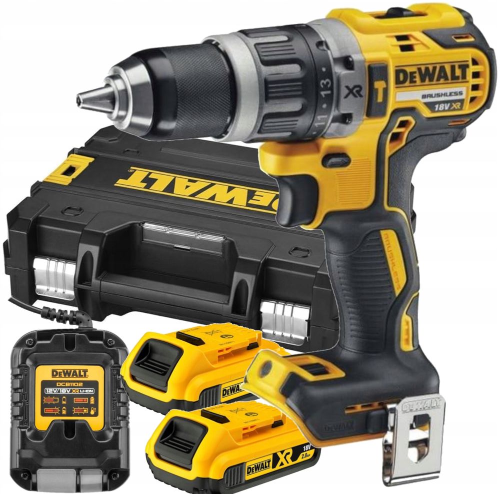 DEWALT Wiertarko Wkrętarka Bezszczotkowa 2x Akumulator Ładowarka Waliz