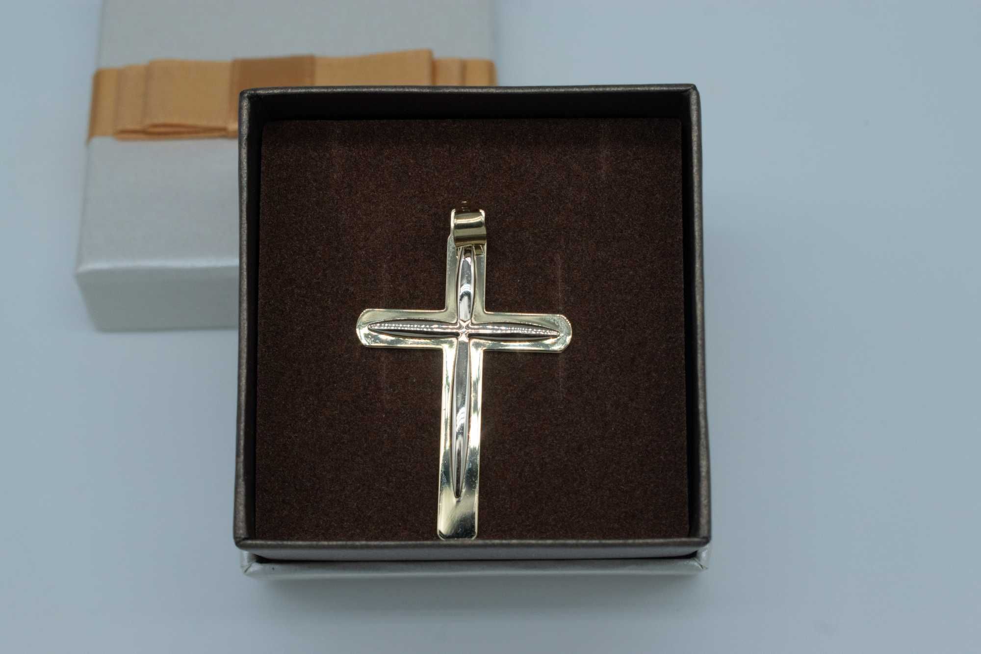 złota zawieszka 585 14K 2,95gram 5cm KRZYŻ krzyżyk NOWY DUŻY