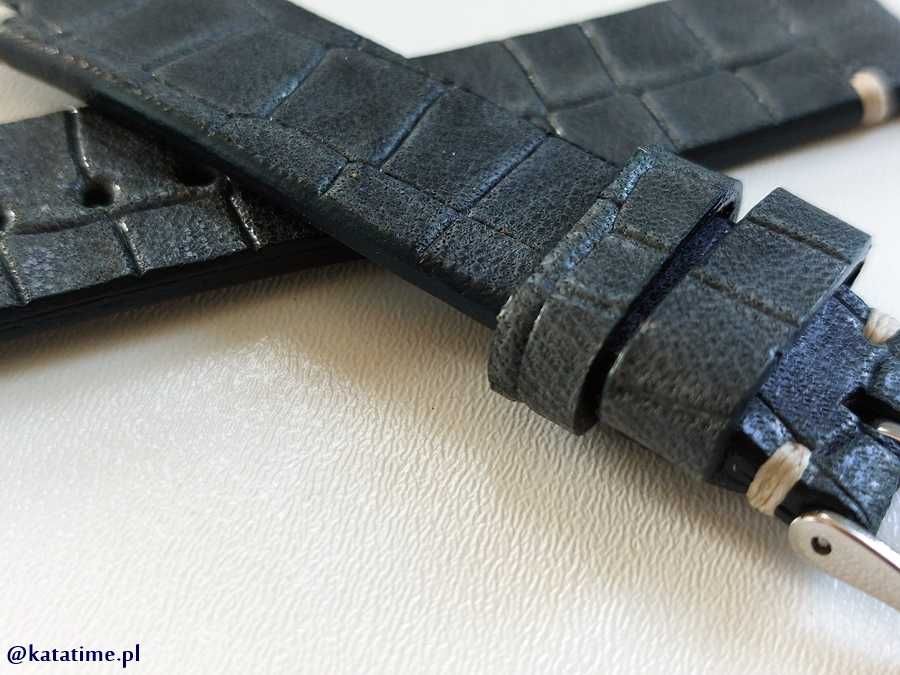 Pasek do zegarka 18 mm granat szyty ręcznie naturalna skóra quick pins