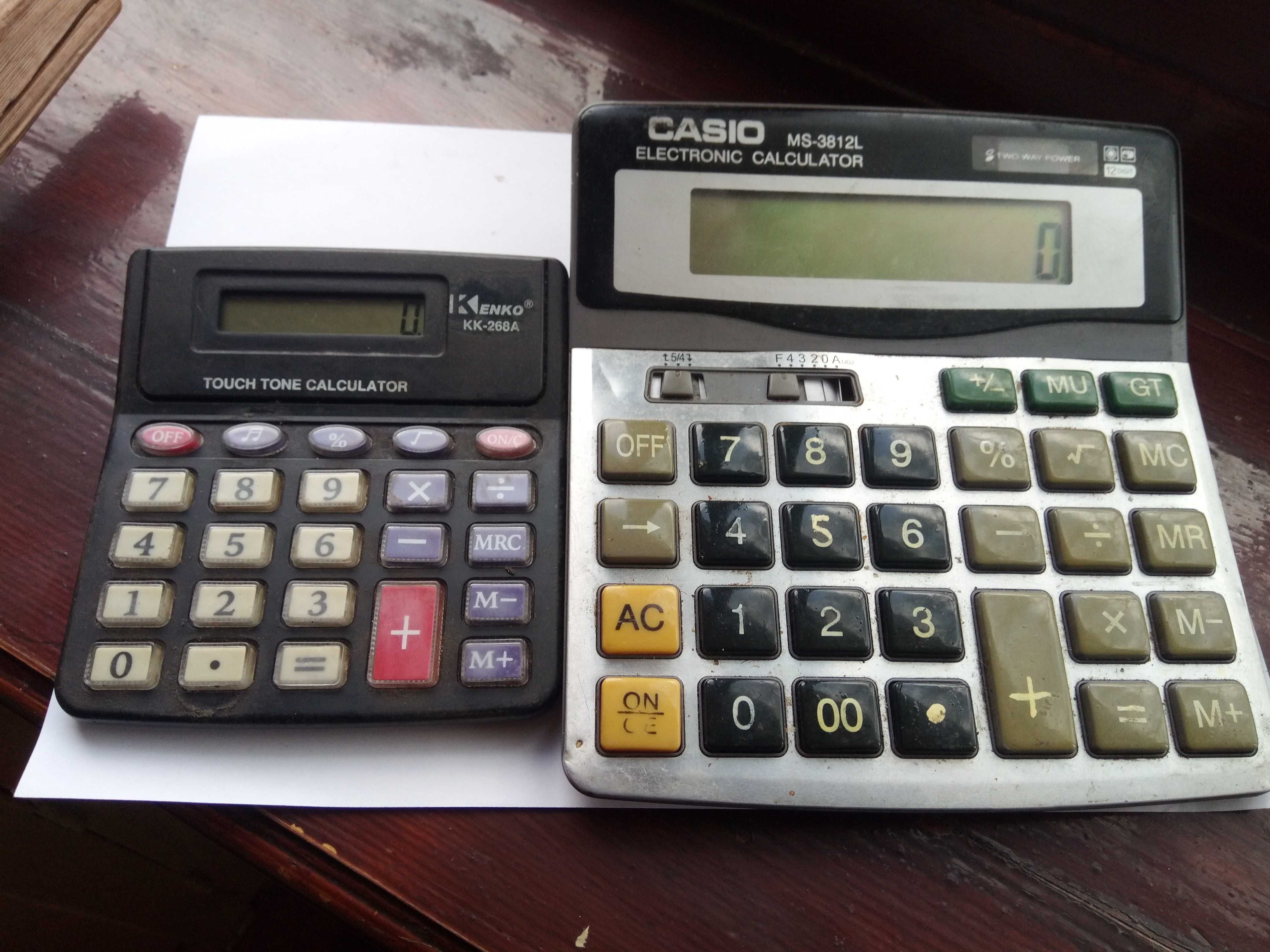 Калькуляторы Kenko kk-268a и Сasio ms-3812L (бухгалтерский)