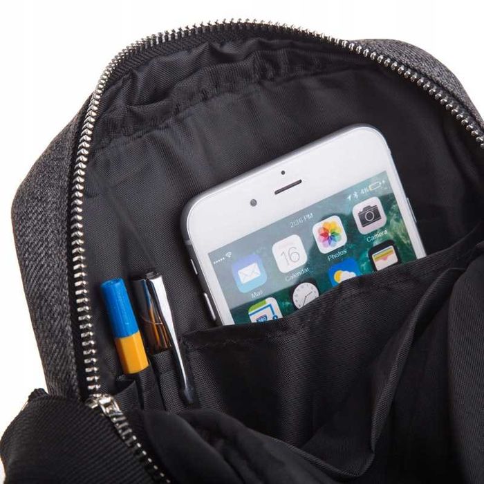 BETLEWSKI Torba Męska Listonoszka Materiałowa Sportowa Na Pasku Szara