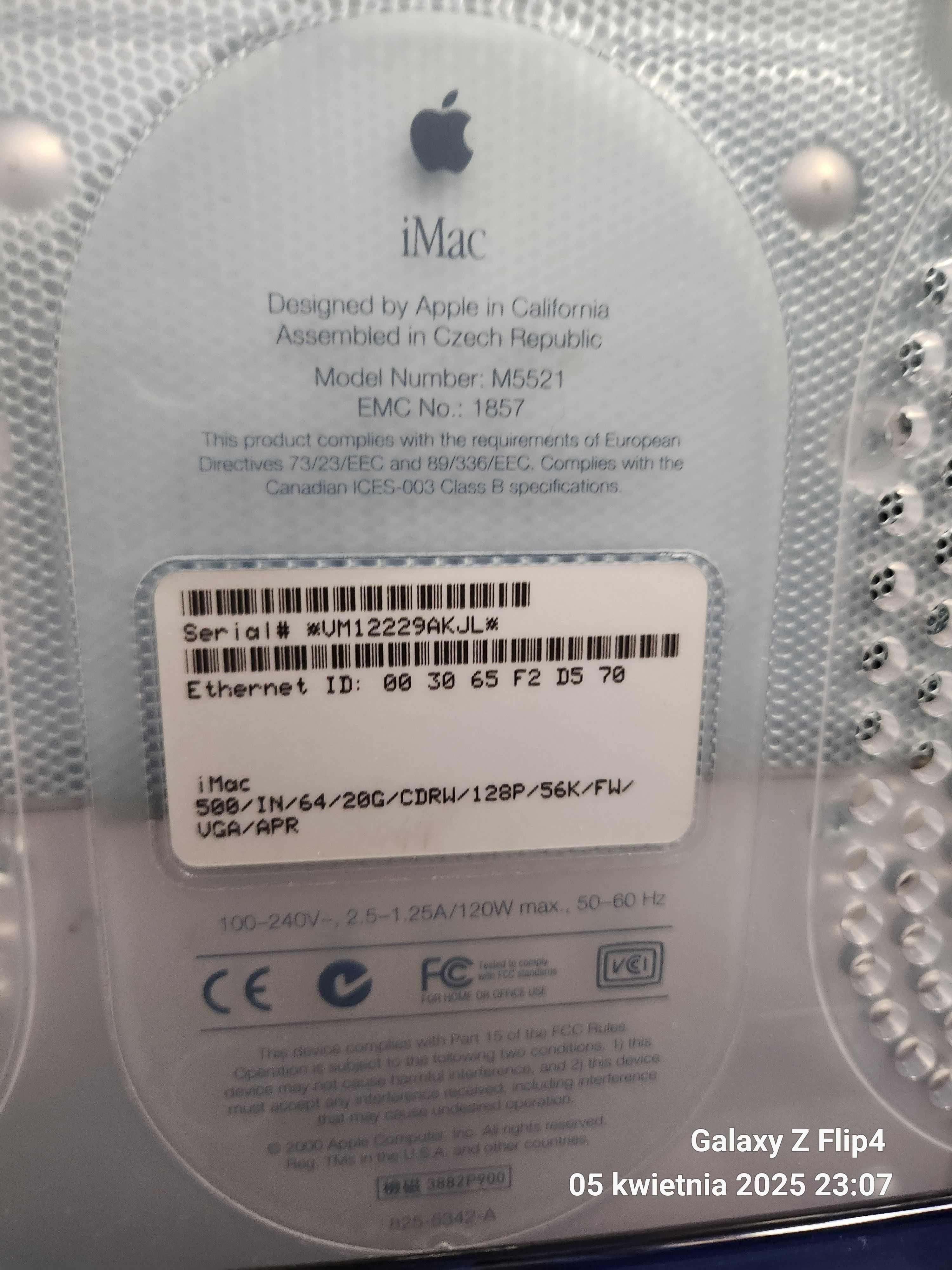 Stary retro komputer Apple iMac G3 Indigo Blue Mac Os 10 Power Pc
